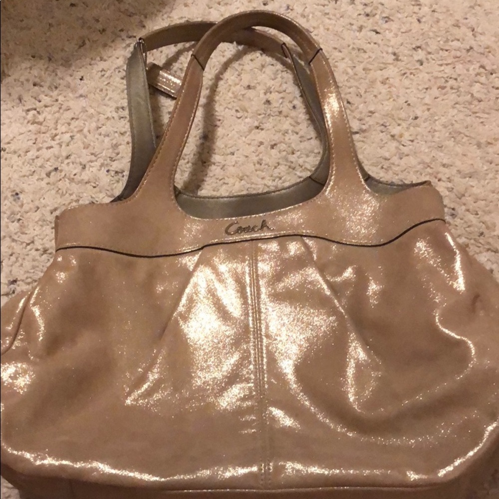 EUC Coach gold shimmer purse